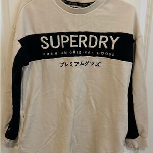 Superdry Cream and Dark Blue Logo Sweatshirt